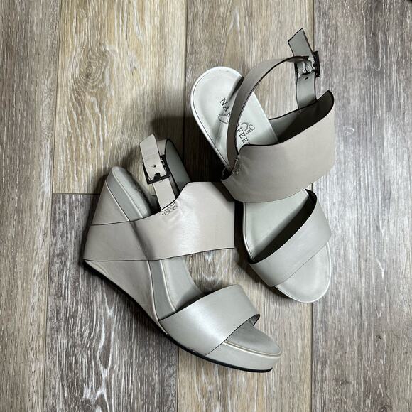 Naked Feet Gray  leather wedge sandals size 10 - Picture 2 of 11